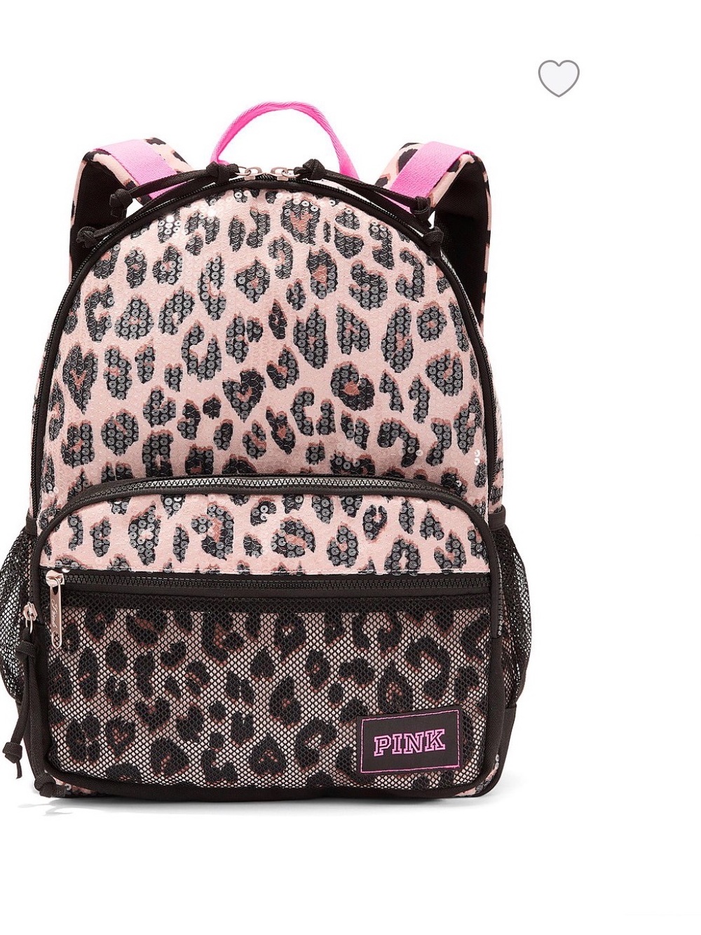 PINK Victoria's Secret Pink and Black Sequin Leopard Mini Backpack